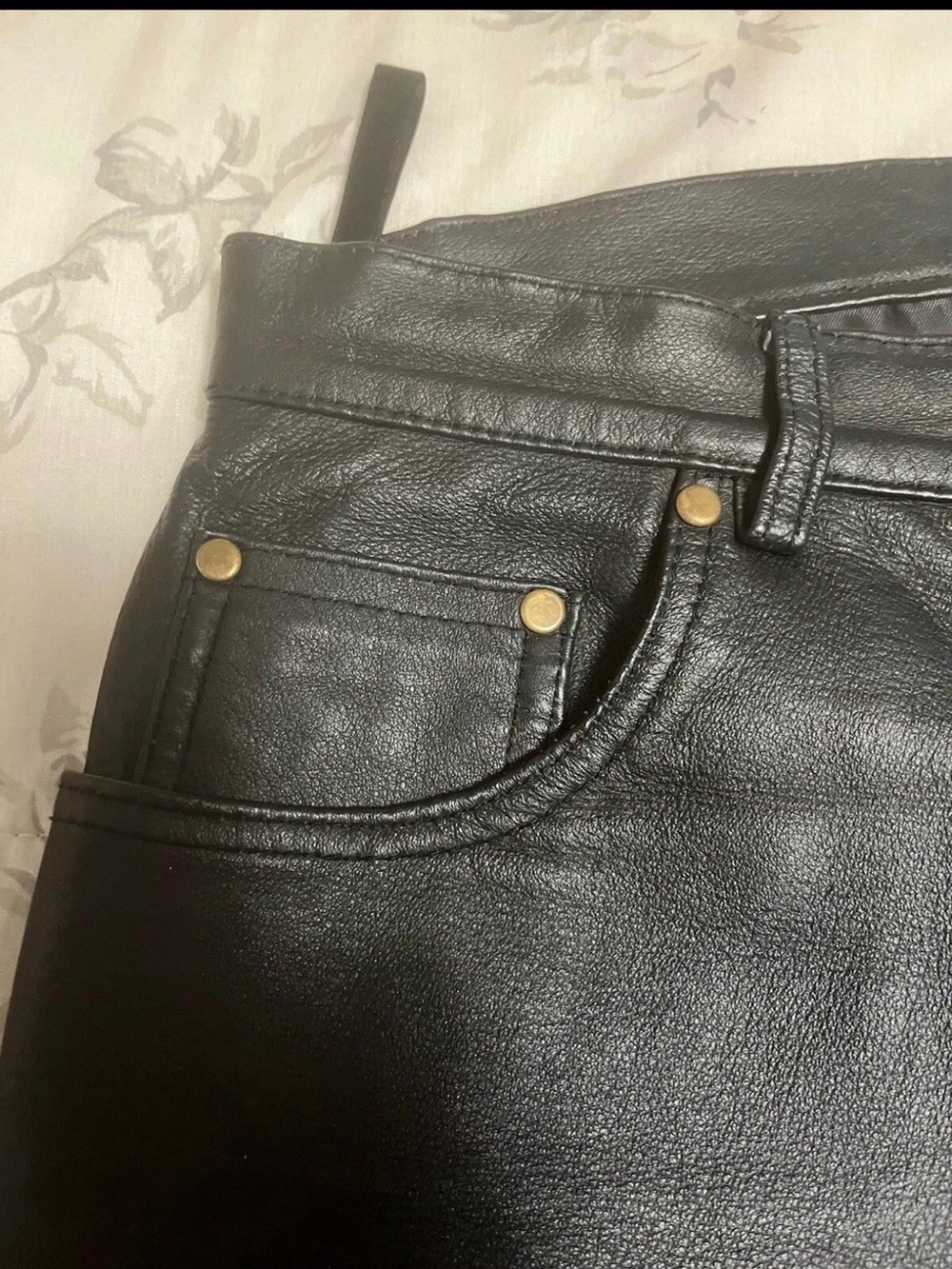 Classic Black Leather Straight Leg Pants